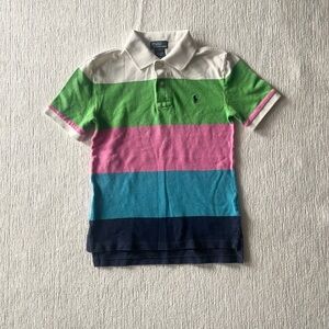 Ralph Lauren Boys' White/Green/Pink/Blue/Navy Stripe Polo